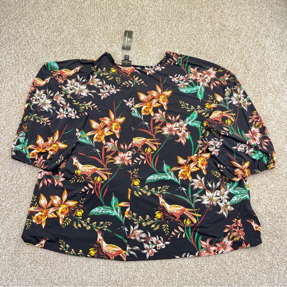 NEW Worthington Black Floral Wrap Blouse Womens Size 4X Stretch - Picture 9 of 16